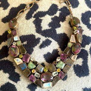 Gorgeous Sterling Silver Multi-Gemstone Multicolor Statement Necklace